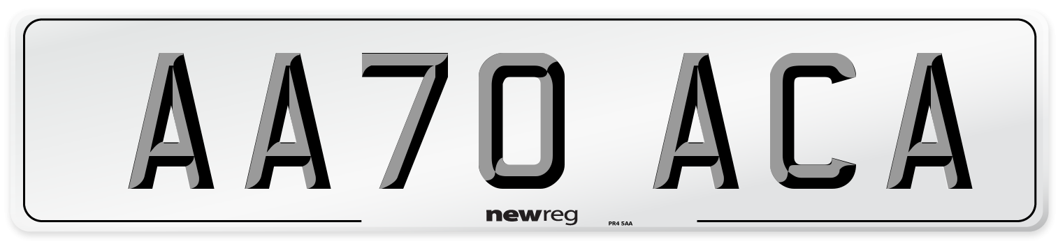 AA70 ACA Number Plate from New Reg